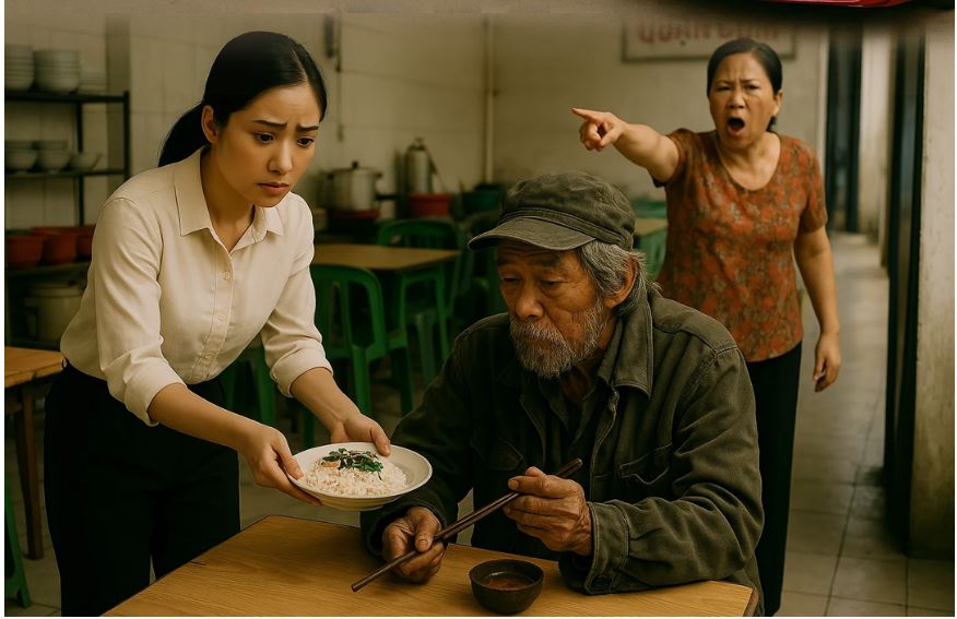 Cô gái m. ất việc vì trả tiền cơm cho ông lão, 24 giờ sau, 5 xe sang đậu trước sân khiến cả quán s. ốc