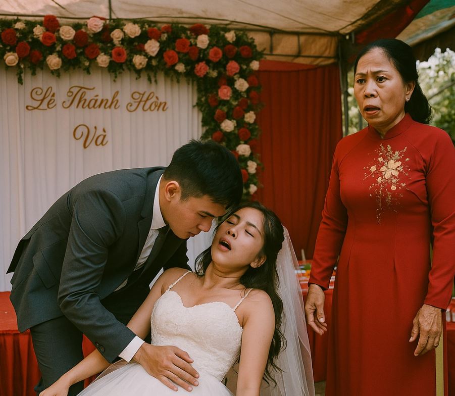 Cô dâu đang phát biểu bỗng ng:ất xỉu ngay giữa lễ cưới khi nhìn thấy vết bớt son trên tay mẹ chú rể