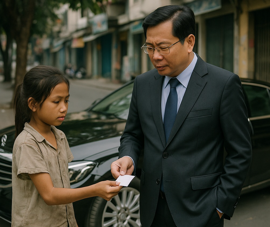 Cô bé bán vé vội vàng số dúi mẩu giấy lạ vào tay đại gia, ba ngày sau cả dòng họ giàu có kéo đến tìm gặp