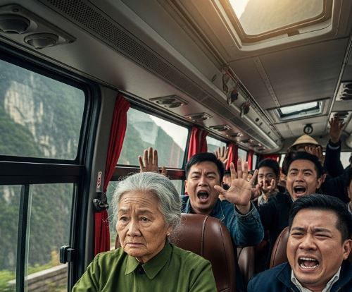 Chiếc xe khách đang bon bon trên đường đèo thì 